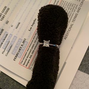 1 CT PRINCESS CUT DIAMOND ENGAGEMENT RING W PAPERS